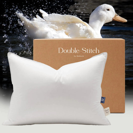 HerPillow Double Stitch Luxury US White Down Pillow - Made in Canada 400 Thread Count 100% Cotton Shell Soft 3-Chamber Sleeping Bed Pillows 700 Fill Power Firm King(20" x 36") HerPillow.store