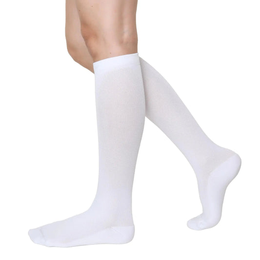 Compression Socks for Men and Women 20-30 mmHG Graduated Compression for Flight Travel Sports Pregnancy Running (White Medium) HerPillow.store