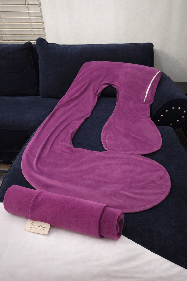 HerPillow replacement body pillowcase with zipper partially open showing velvet fabric