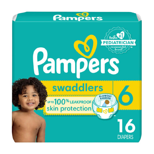 Pampers Swaddlers Diapers - Size 6 16 Count Ultra Soft Disposable Baby Diapers