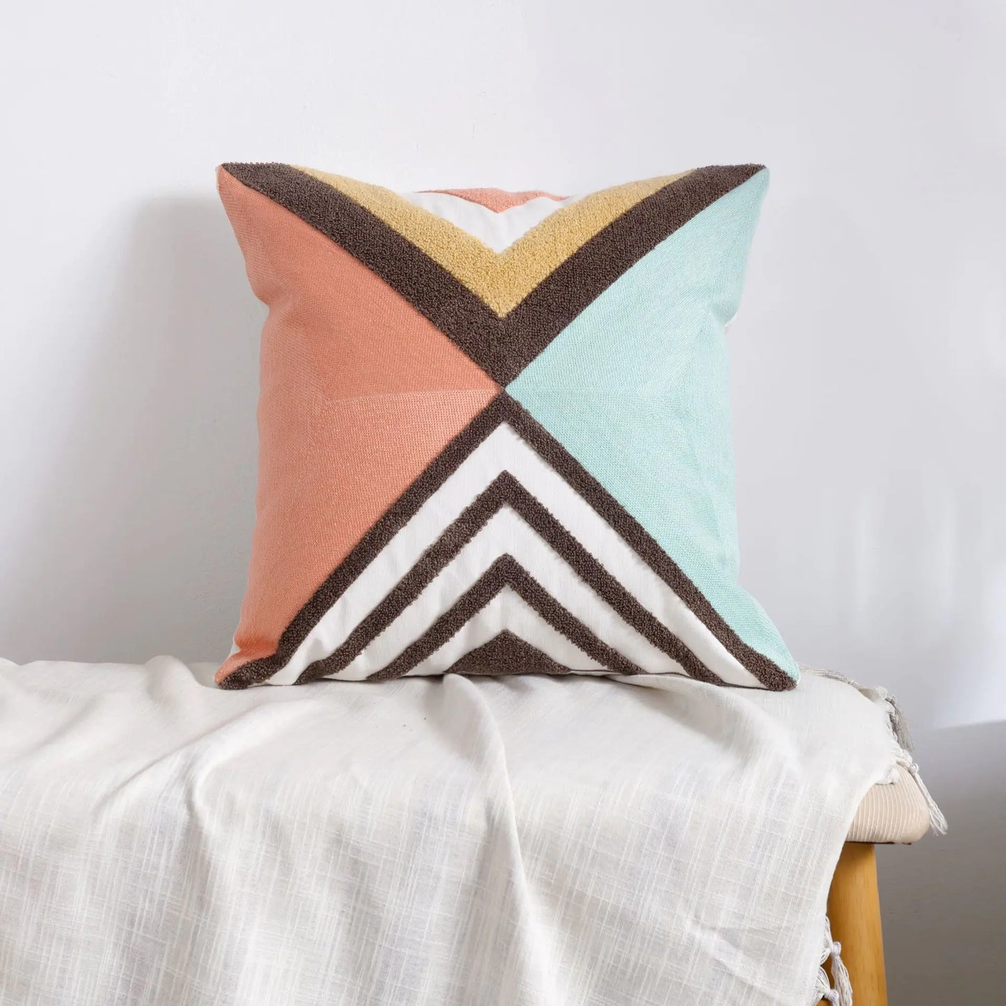 HerPillow Moroccan Embroidered Throw Pillow for Home Decor