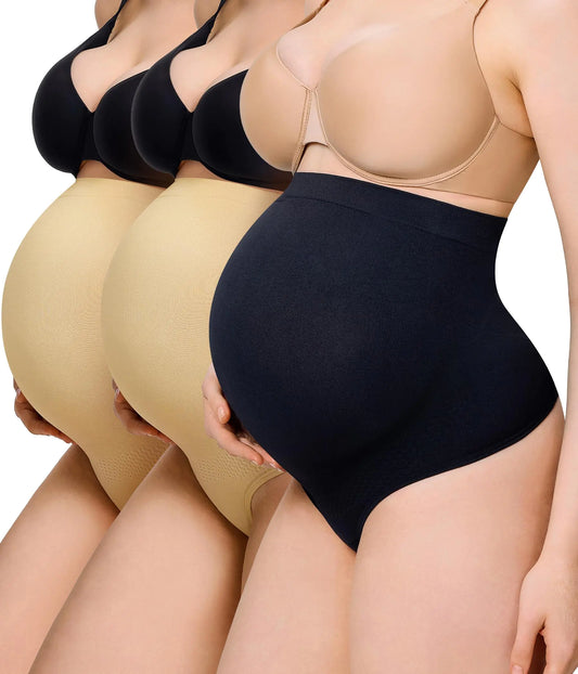 HerPillow 3 Packs Maternity Thongs Underwear Maternity Shapewear Shorts Pregnancy Underwear Panties for Baby Show Dress