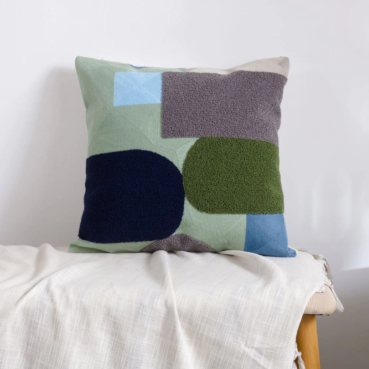 HerPillow Moroccan Embroidered Throw Pillow for Home Decor