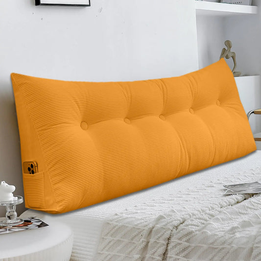 HerPillow Wedge Headboard Triangular Bed Wedge Pillow for Headboard Headboard Pillow Reading Pillow for Daybeds and Bunk Beds with Removable Velvet Cover