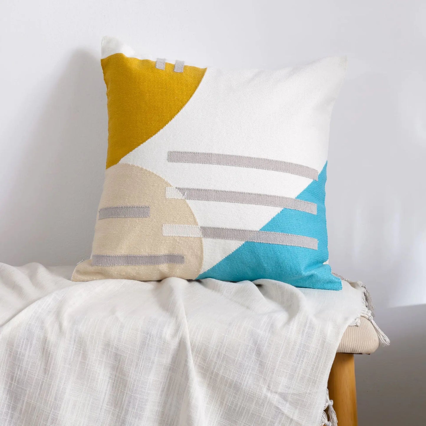 HerPillow Moroccan Embroidered Throw Pillow for Home Decor
