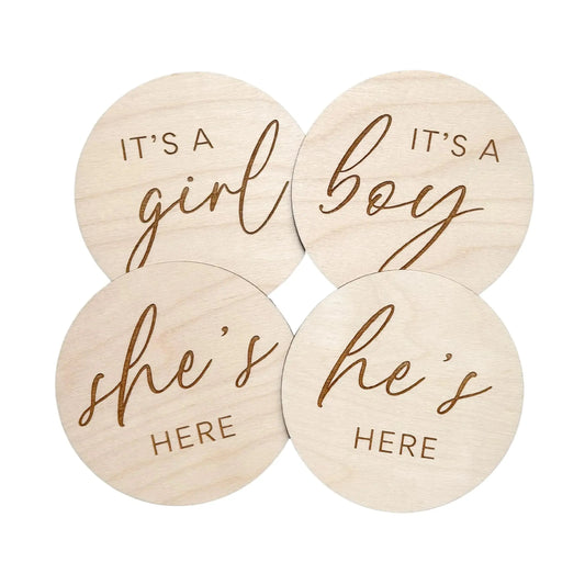 Its a Boy Hes Here & Its a Girl Shes Here Wooden Signs Gender Reveal Wooden Signs Pregnancy Photo Props Girl or Boy Pregnancy Announcement Gender Announcement Signs HerPillow.store