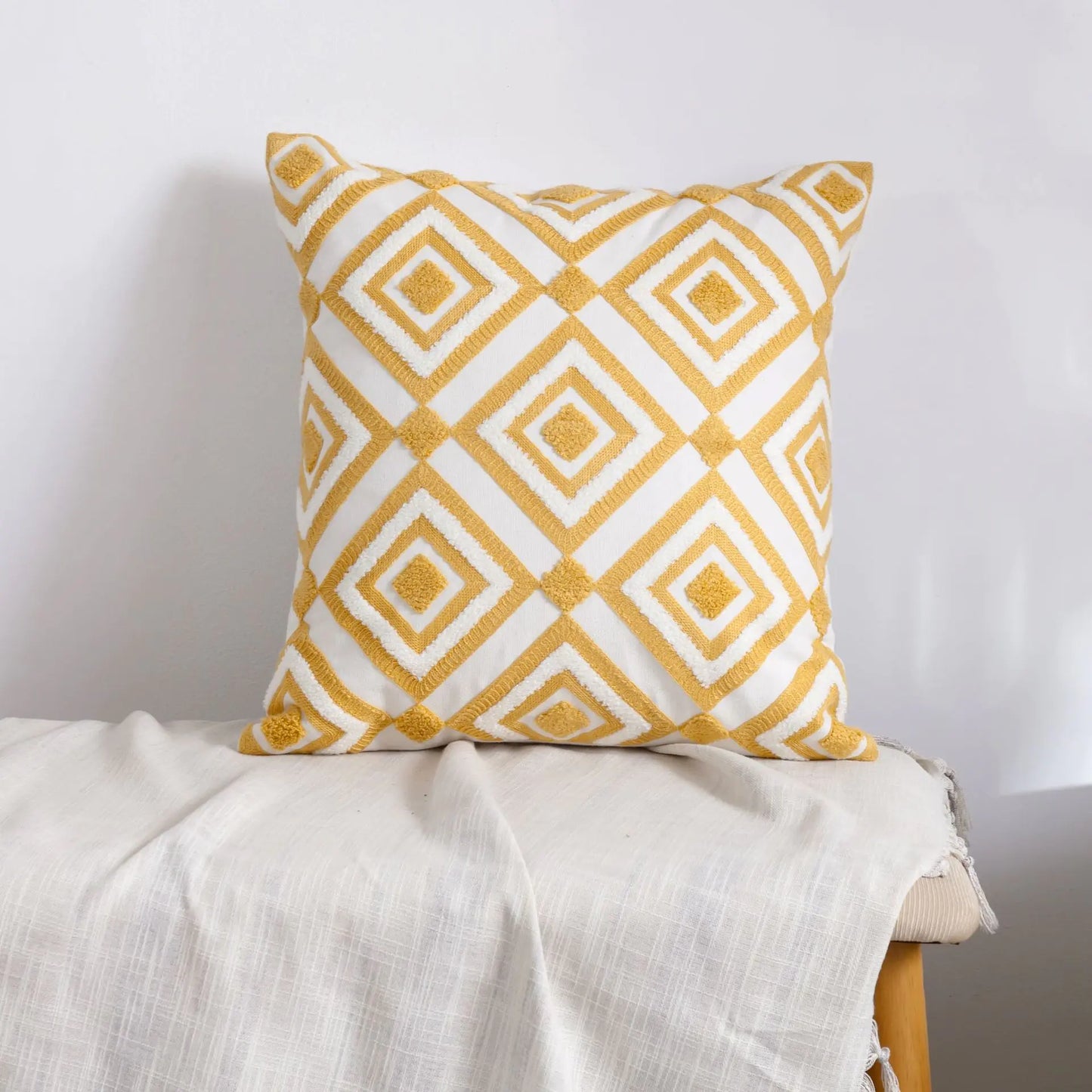 HerPillow Moroccan Embroidered Throw Pillow for Home Decor