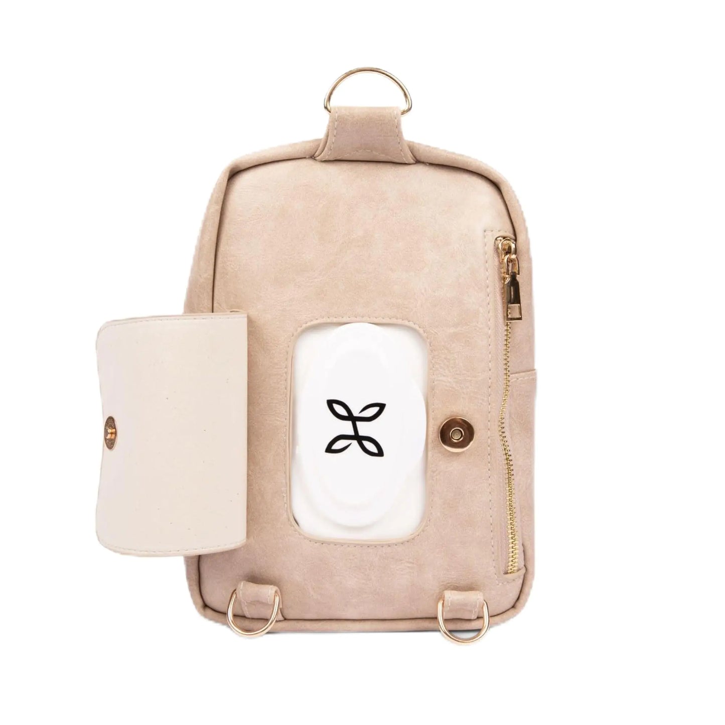 Crossbody Diaper Bag - Instant Baby Wipes Access - Baby Wipes Purse (Mauve)