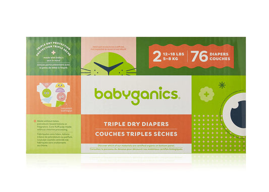 Babyganics Diapers Size 2 76 ct Ultra Absorbent Diapers