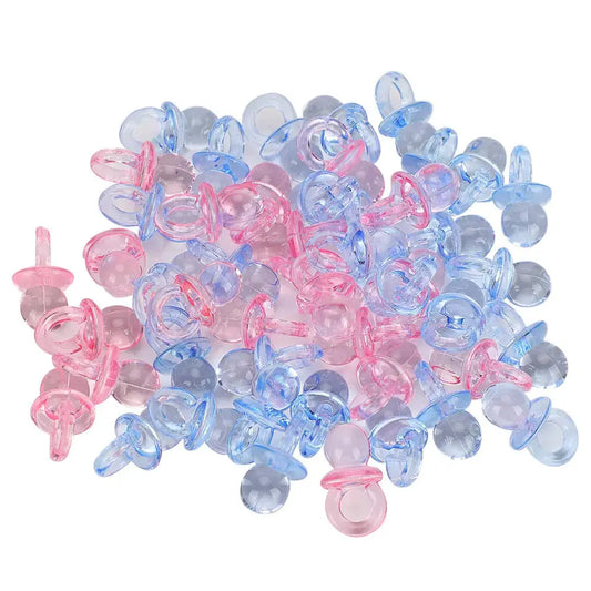 HerPillow Acrylic Pacifier100Pcs Mini Baby Pacifiers Baby Shower Favors Birthday Party Decoration Baby Baptism Soothing Pacifier Toys Baby Nipples Baby Shower Decoration Accessories HerPillow.store
