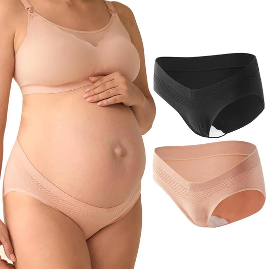 HerPillow Maternity Underwear Seamless Pregnancy Postpartum Panties Under Bump Maternity Underwear Cotton 2 Pack HerPillow.store
